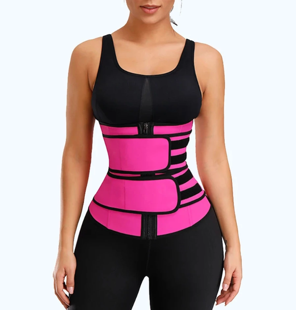 Latex Waist Trainer - Double Compression Straps with Supportive Zipper!